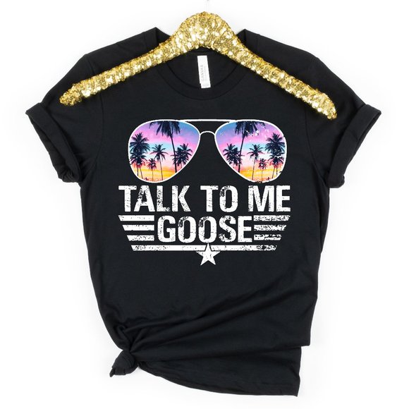 Tops - Talk To Me Goose Top Gun Black Short Sleeve T-shirt Graphic Tee Unisex